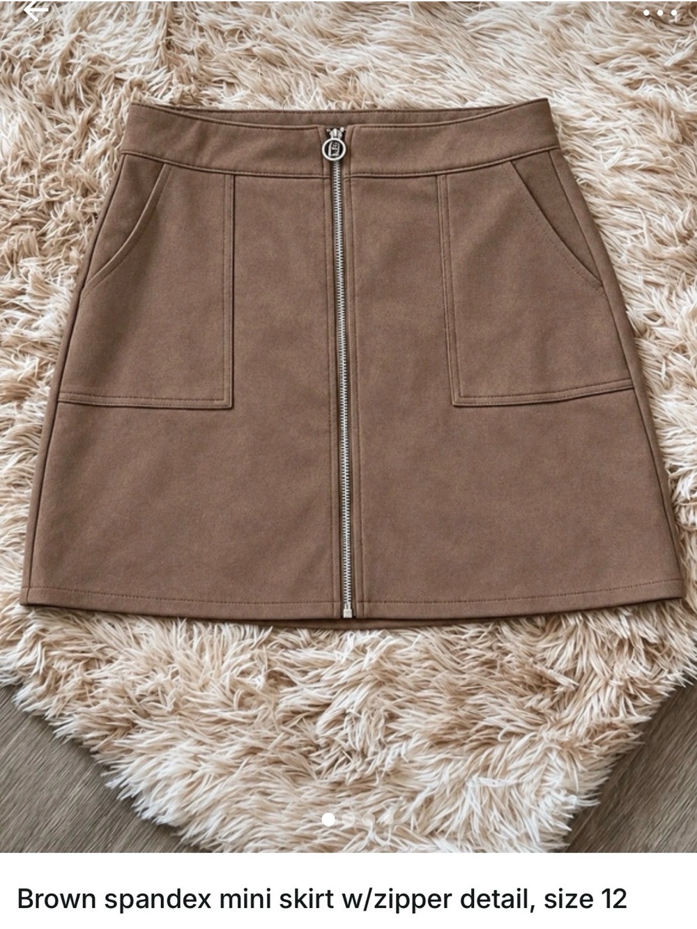 Brown Zip-Front A-Line Mini Skirt - Women. Size 12 Maurice’s.
